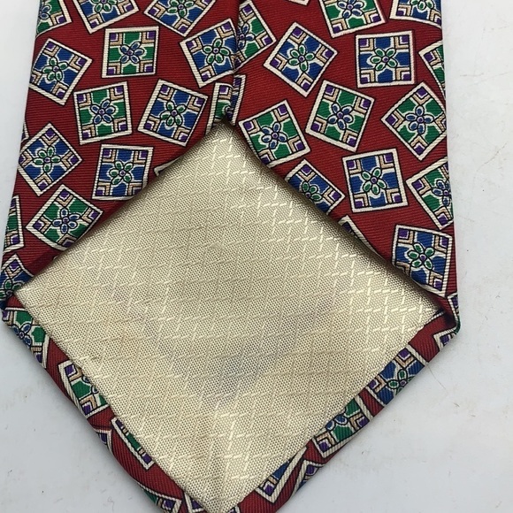 Pierre Balmain 100% Silk Extra Long Red Blue Pattered Tie - Picture 4 of 4